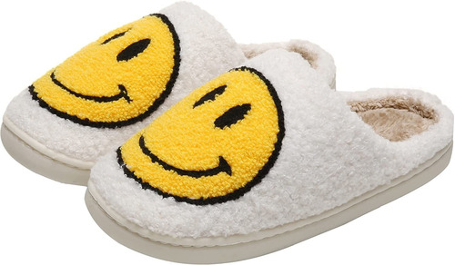 Pantuflas Cara Sonriente Para Mujeres Interiores Exteriores