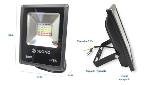 Reflector Led Rgb 30w Exterior Luces Led 16 Colores Efectos