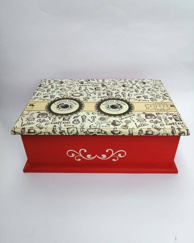 Caja De Te Madera Decorada