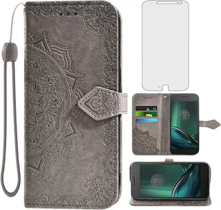 Para Motog4/para Moto G4 Plus Funda Cartera Templada Glaa299