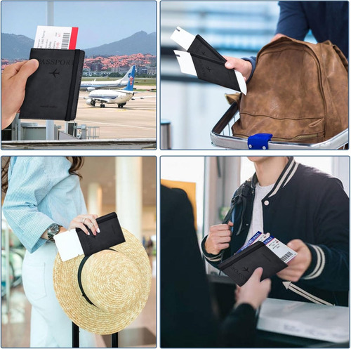 2 Porta Pasaporte Documentos Funda Protectora Viaje Con Rfid