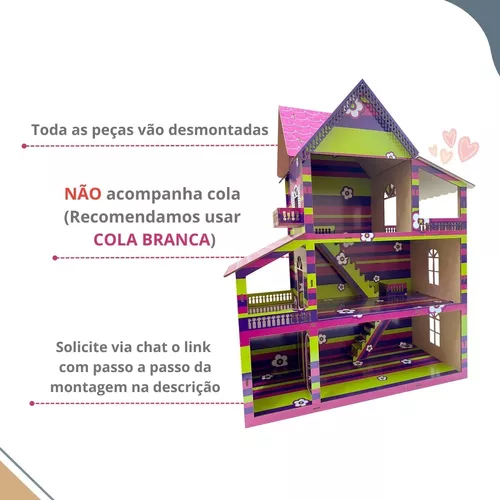 Móvel boneca Barbie de madeira MDF Sala Raque brinquedo Casinha Casa de  boneca com TV