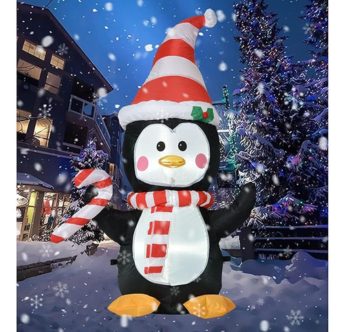 Pingüino De Navidad Inflable De 4 Pies Luces Led De Navidad