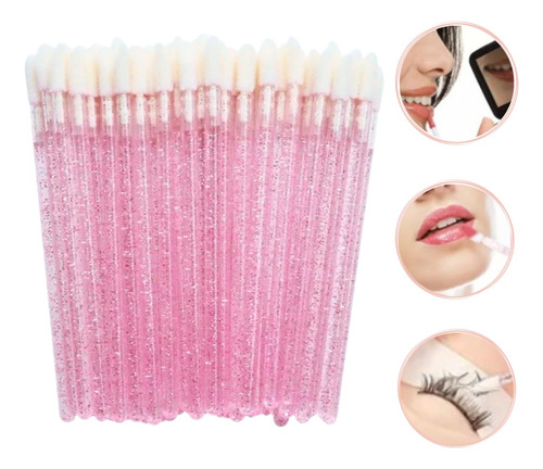 20 Pincel Descartable Glitter P/labios Limpiador Pestañas