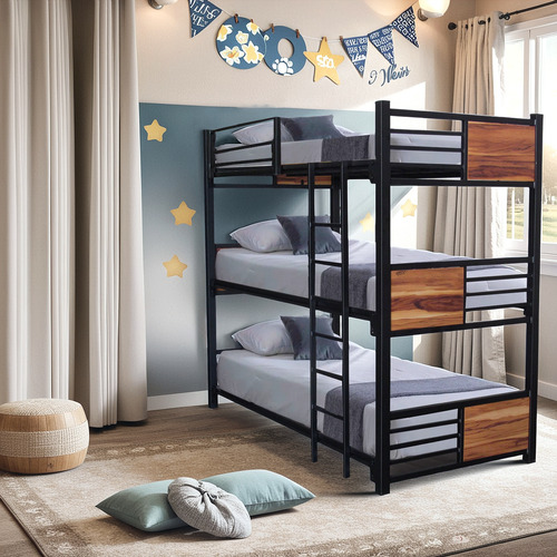 Triple Esqueleto Plegable Cama Individual De Litera Para