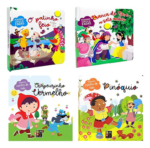 Livro Pequenos Contos De Fadas - Kit Com 4 Livros - Pinoquio, Chapeuzinho Vermelho, Patinho Feio E Branca De Neve