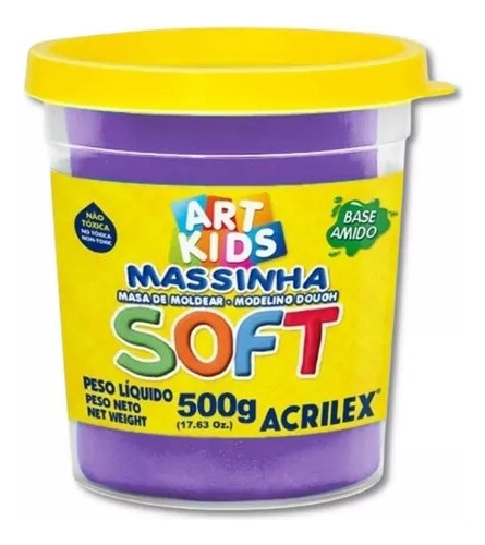 Kit 12 Potes Grande Massinha Modelar 500g Acrilex Cores
