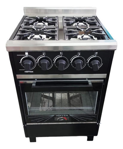 Cocina Industrial Hoffen 4 Hornallas 55 Cm Ancho Con Visor Negro