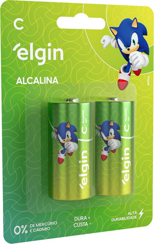 Pilha Alcalina C Lr14 Elgin Blister C/ 2 Un Elgin