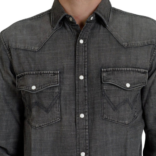 Camisa Jean Wrangler Gris Oscuro 100% Original