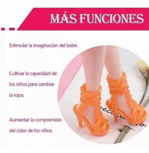 32 Piezas De Accesorios Para Muñecas, Ropa De Barbie, 10x Vestidos Lindos Mezclados, 10x Zapatos, 4x Gafas, 6x Collares, 2x Varitas