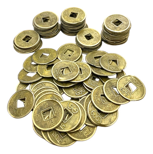 50 Monedas Chinas Suerte Fortuna 1.5 Cm Oro Viejo