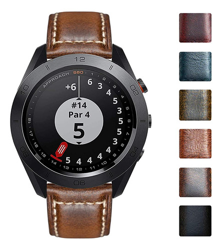 Binlun Retro Leather Smartwatch Band Compatible Con Garmin, 