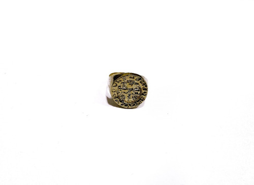 Anillo Estampa San Benito Plata 925 Bañado En Oro Joyería