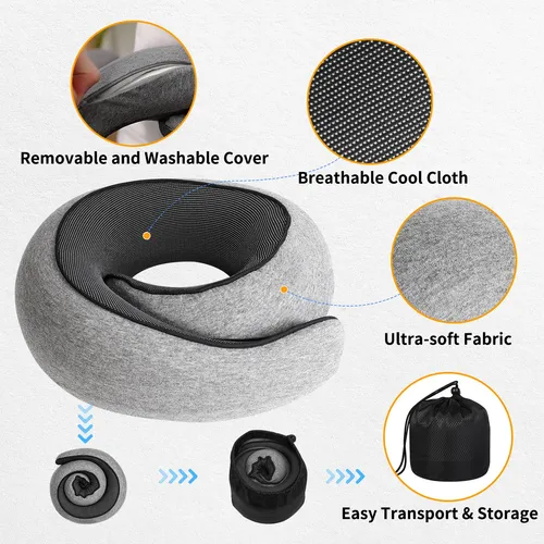 Almohada De Viaje Viscoelástica Soporte 360 Grados Viajero