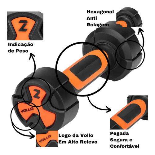 Halter Studio 2kgs Peso Hexagonal Exercícios Musculaçãovollo