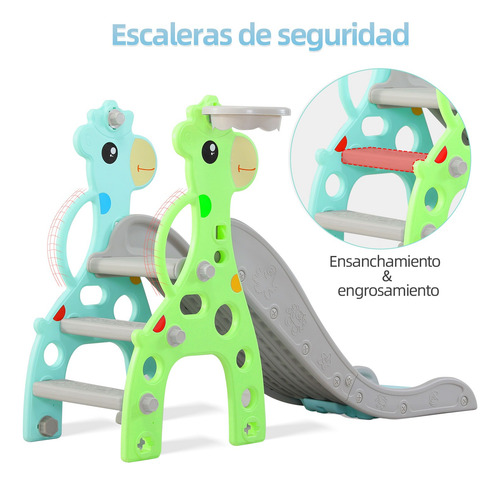 Tobogán Infantil Con Canasta De Baloncesto Y Columpios