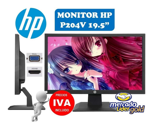 Imagen 1 de 6 de Monitor Hp 19.5 P204v Hdmi/vga Ultraslim Nuevos Inc Iva