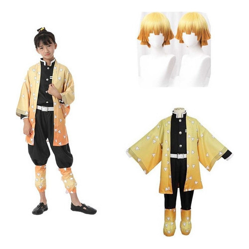 Kimetsu No Yaiba De Niño Cosplay Nezuko Kimono Traje+peluca