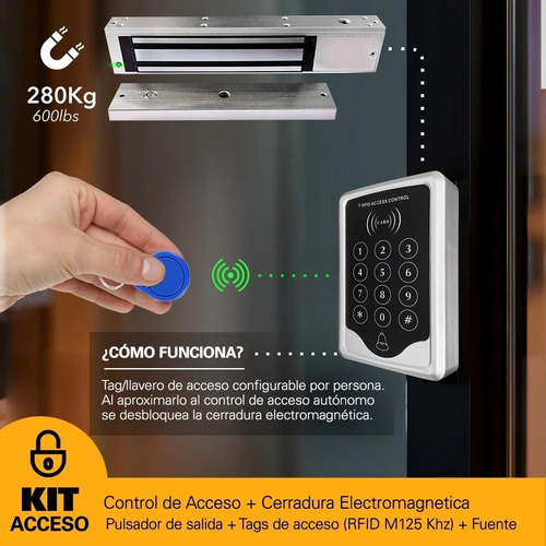 Kit Control De Acceso Lector Cerradura Mag 350lb Pulsad20tag