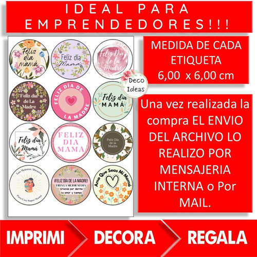 Imagen 3 de 4 de Tarjetas Para Mamá Imprimible N°3 En Pdf Ideal Emprendedores