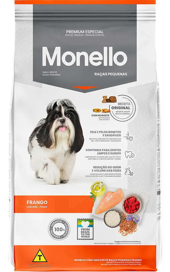 Ração Monello Cães Adultos Pequenas Frango 1kg Premium
