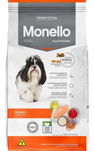 Ração Monello Cães Adultos Pequenas Frango 1kg Premium