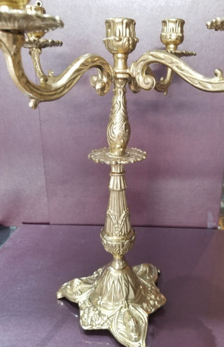 Imagen 6 de 6 de Par De Candelabros De Bronce Para 5 Velas Italiano