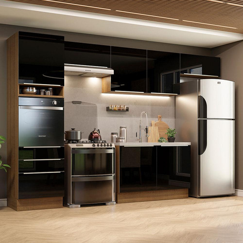Madesa Gabinete Integral Completa 340cm Lux Rústico/negro 01
