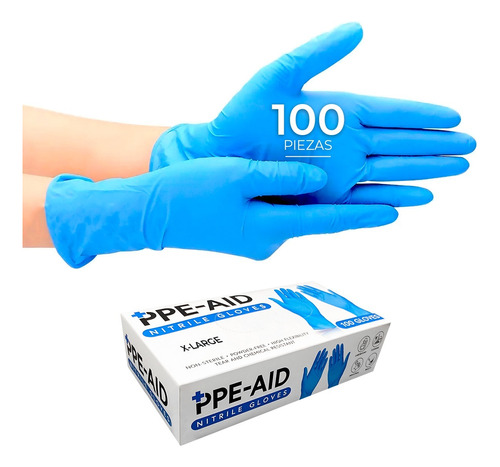 Guantes De Nitrilo Libre De Latex Sin Polvo Azul Negro 100pz