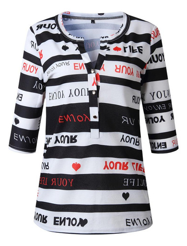 Blusa De Manga Larga Con Botones Y Estampado De Botones Con