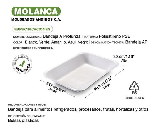 Imagen 2 de 2 de Bandeja A Profunda/honda - 50 Und