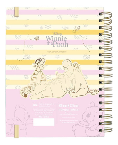 Caderno Smart Universitario Pooh Com Reposicionaveis 90g