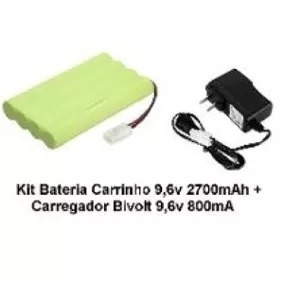 Kit Bat. Carrinho 9,6v 1800mah + Carregador 9,6v 800mah