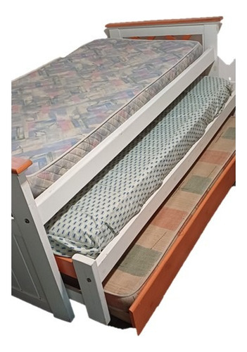 Cama Triple Nido Carro 1 Plaza Con Colchones Blanco Cama Nido (Usado)