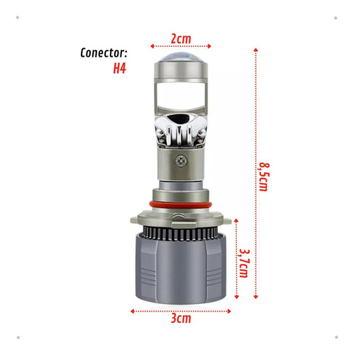 Par Lampada Led Projetor H4 Mini Canhao 6000k 9000lm 12v 24v