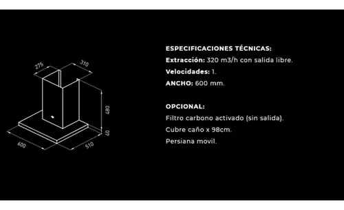 Campana de Cocina TST ATUEL 60cm Acero Inoxidable