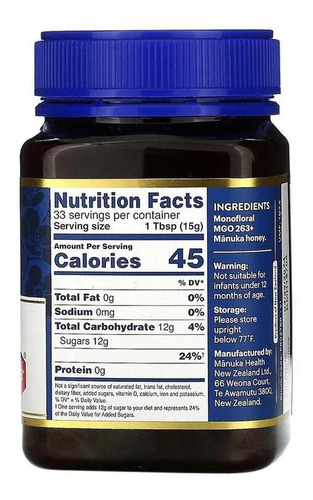 Mel Manuka Health Mgo 263+ Nova Zelandia 500g
