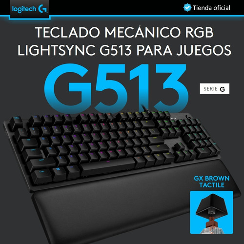 Logitech G513 Carbón, Teclado Gamer Mecánico / Rgb Lightsync
