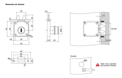 Fechadura Segredo Unico Para Gaveta Batente 17 X 31mm 50 Und