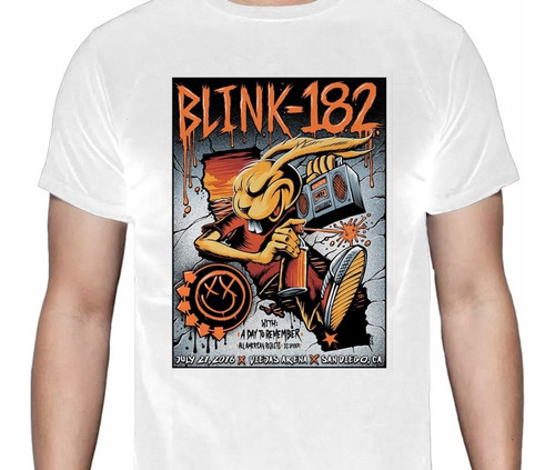 Blink 182 - Conejo Afiche - Blanca - Rock / Punk - Polera