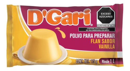 10 Pzas Polvo Para Preparar Flan D´gari Sabor Vainilla 115 G