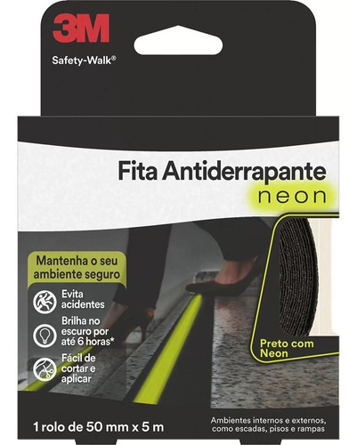 Fita Antiderrapante Autoadesiva 3m Neon Escadas Emergência