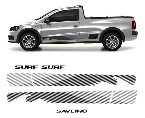 Kit Adesivo Faixa Saveiro Surf 2015/16 Preto Modelo Original