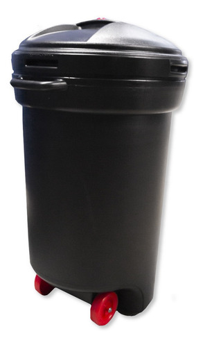 Bote Para Basura Negro Con Tapa Y Ruedas De 125 L