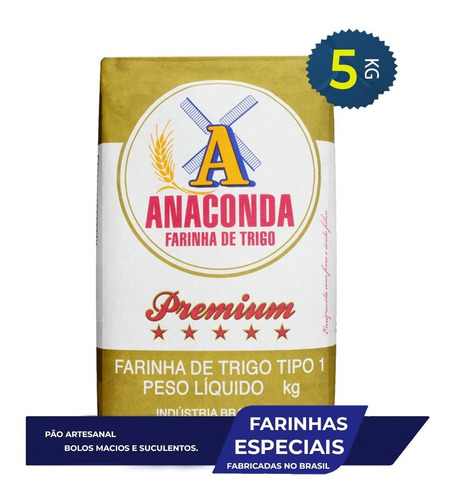 Farinha premium alta gastronomia Anaconda Premium  de trigo 5 kg