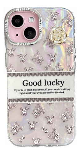 Funda Tpu Premium Perla Flor Good Lucky Para iPhone 15