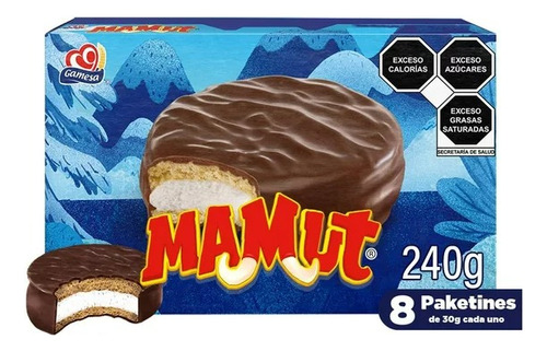 Mamut Galleta Pack 8 De 30 G C/u Con Malvavisco Y Chocolate