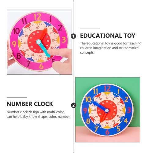 Reloj De Madera Con Dibujos Animados, Juguete De Aprendizaje