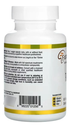 Hongo orgánico Reishi, 600 mg, 90 cápsulas